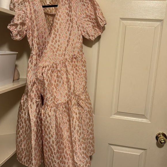 Y. A. S. Jacquard mini smock dress in pink floral - Picture 3 of 3